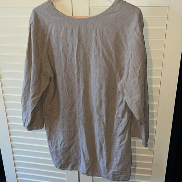 Coldwater creek linen blend three-quarter sleeve blouse - Picture 4 of 4